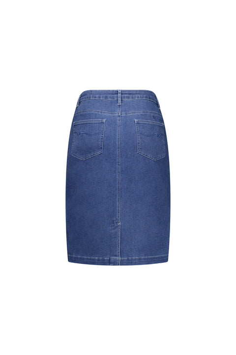 VASSALLI - Blue Hue Denim Skirt with Back Vent - 372AV