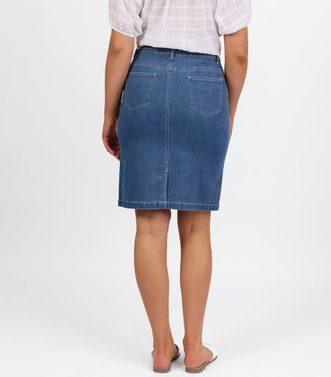 VASSALLI - Blue Hue Denim Skirt with Back Vent - 372AV