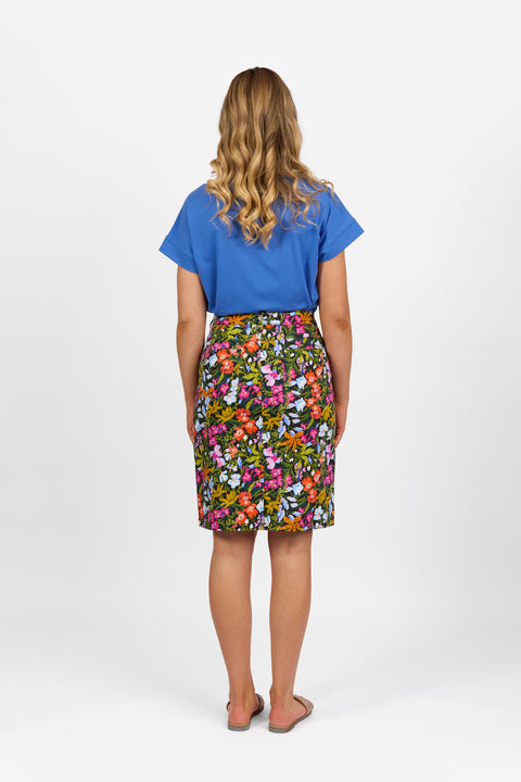 VASSALLI - Lola Printed Lightweight Skirt with Centre Back Vent - 372AV