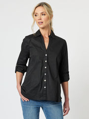 GORDON SMITH - Black Emma Rib Detail Shirt - 39952