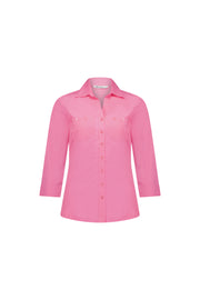 VASSALLI - Flamingo Button Up Shirt with Rib Panels - 4032