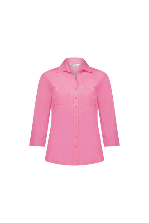 VASSALLI - Flamingo Button Up Shirt with Rib Panels - 4032