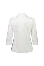 VASSALLI - Plain Button Up Shirt with Rib Panels - White - 4032