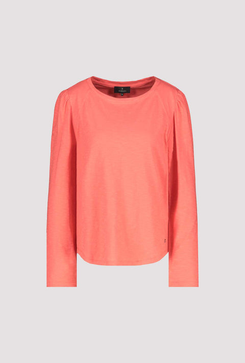 MONARI - Bright Coral Long Sleeve Round Neck T-Shirt - 408361