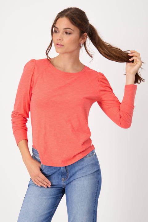 MONARI - Bright Coral Long Sleeve Round Neck T-Shirt - 408361