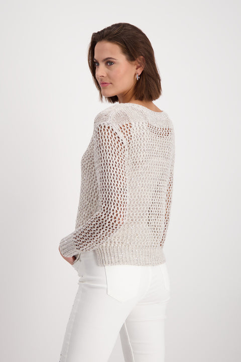 MONARI - Peanut Long Sleeve V Neck Pullover - 408471