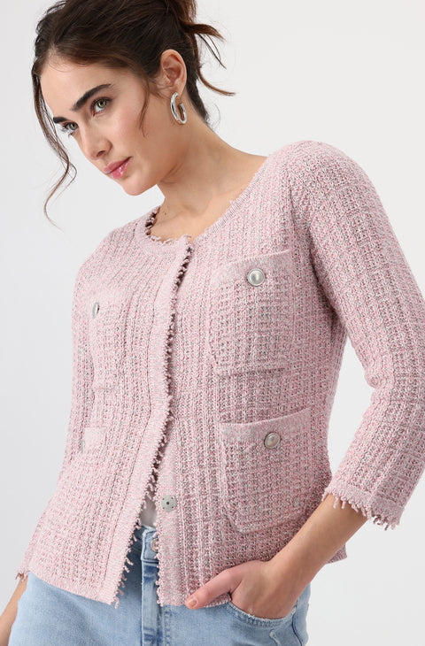 MONARI - Pink Smoothie Round Neck Jacket - 408482