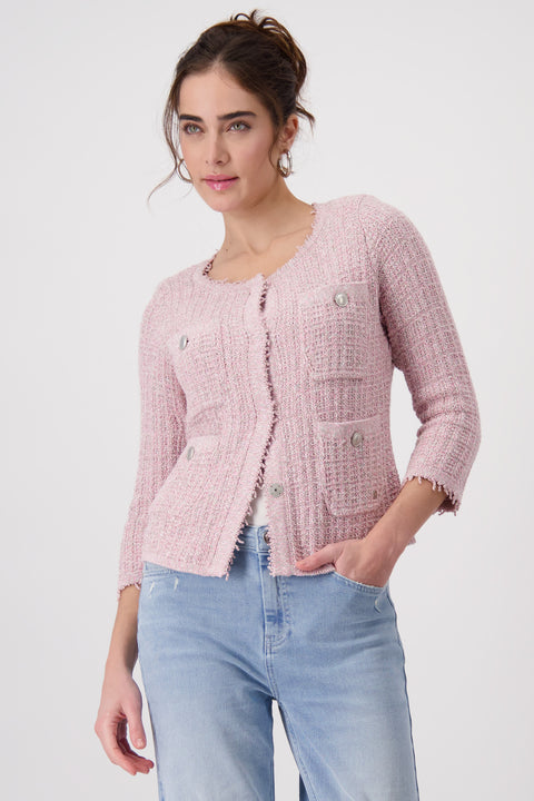 MONARI - Pink Smoothie Round Neck Jacket - 408482