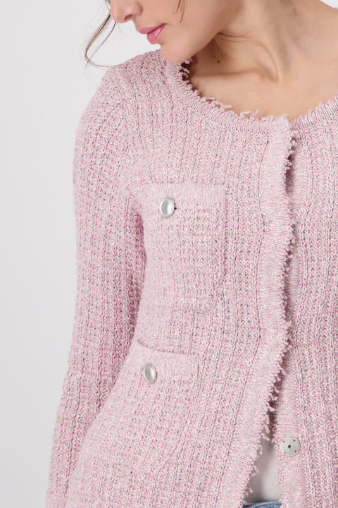 MONARI - Pink Smoothie Round Neck Jacket - 408482