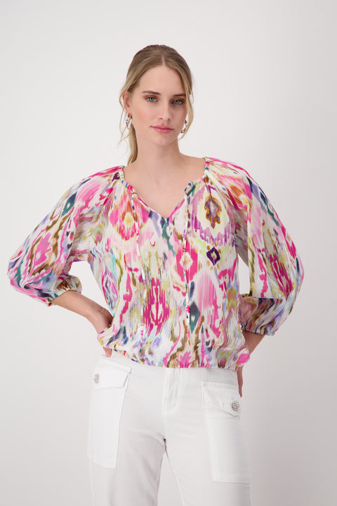 MONARI - Pink Pattern Ikat Blouse - 408714