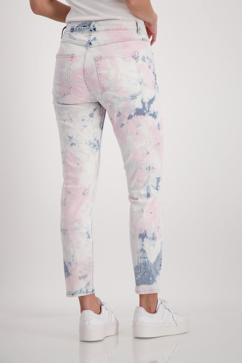 MONARI - Blue/Pink/White Tie-Dye Effect Jeans - 408950