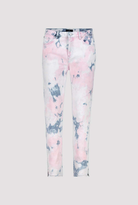 MONARI - Blue/Pink/White Tie-Dye Effect Jeans - 408950