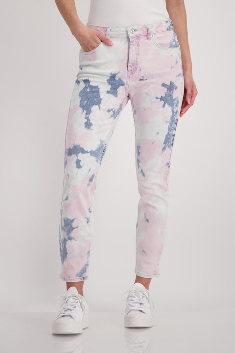 MONARI - Blue/Pink/White Tie-Dye Effect Jeans - 408950