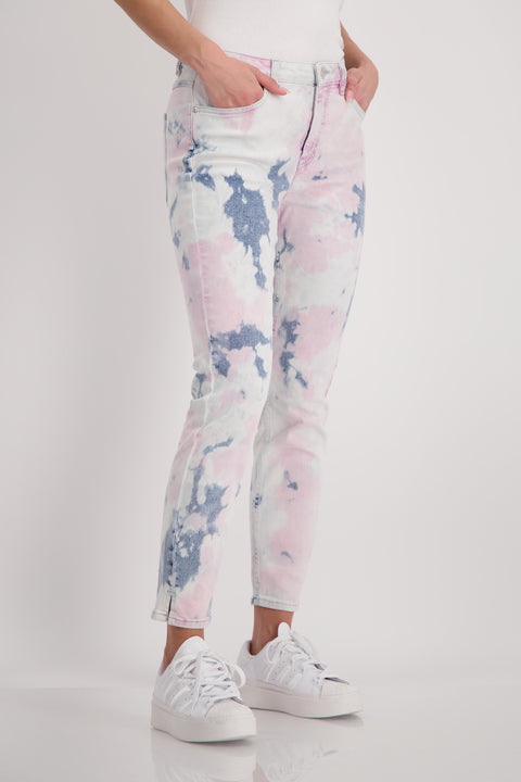 MONARI - Blue/Pink/White Tie-Dye Effect Jeans - 408950