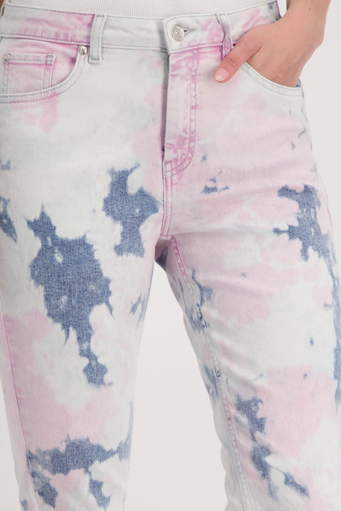 MONARI - Blue/Pink/White Tie-Dye Effect Jeans - 408950