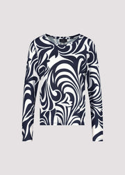 MONARI - Deep Ocean Ornament Pattern Round Neck T-Shirt - 409089