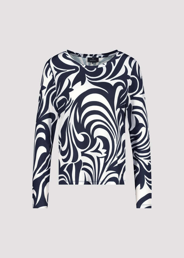 MONARI - Deep Ocean Ornament Pattern Round Neck T-Shirt - 409089