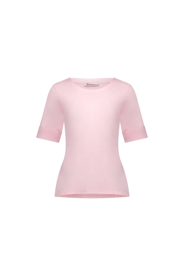 VASSALLI - Light Pink Boat Neck Top - 4262