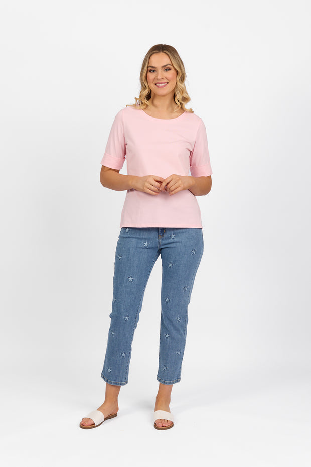 VASSALLI - Light Pink Boat Neck Top - 4262