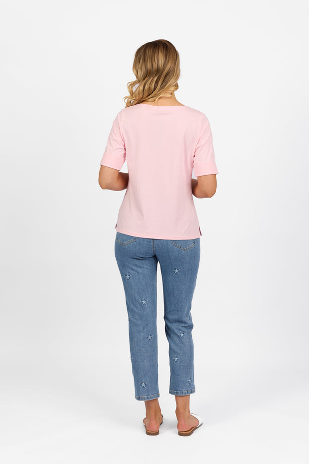 VASSALLI - Light Pink Boat Neck Top - 4262