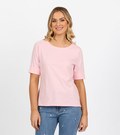 VASSALLI - Light Pink Boat Neck Top - 4262