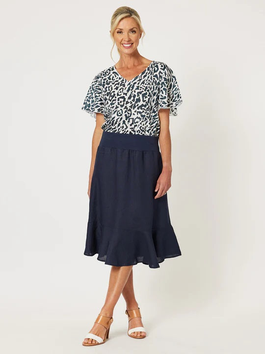 GORDON SMITH - Navy Piccolo Flute Hem Skirt - 43856