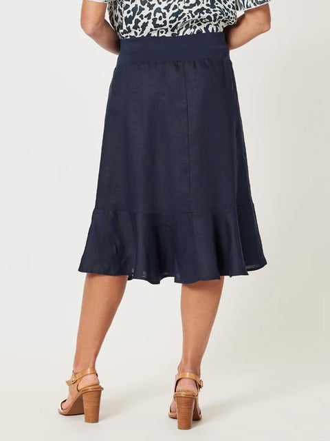 GORDON SMITH - Navy Piccolo Flute Hem Skirt - 43856