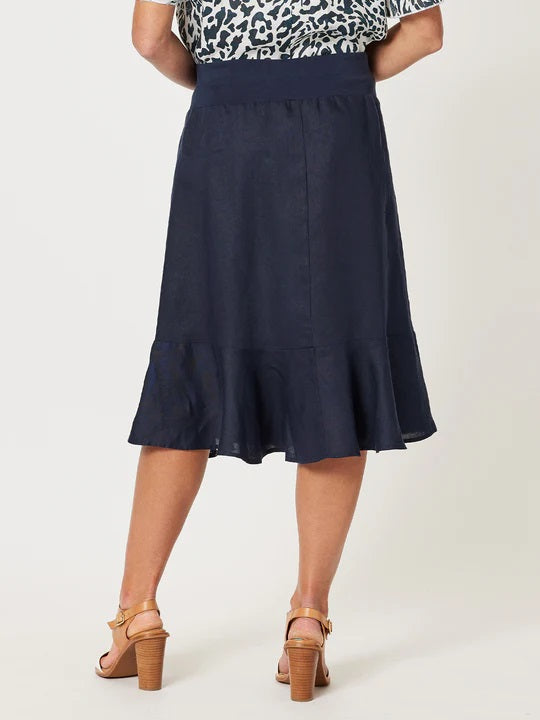 GORDON SMITH - Navy Piccolo Flute Hem Skirt - 43856