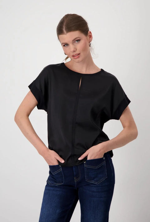 MONARI - Black Spliced Fabric Blouse - 808122