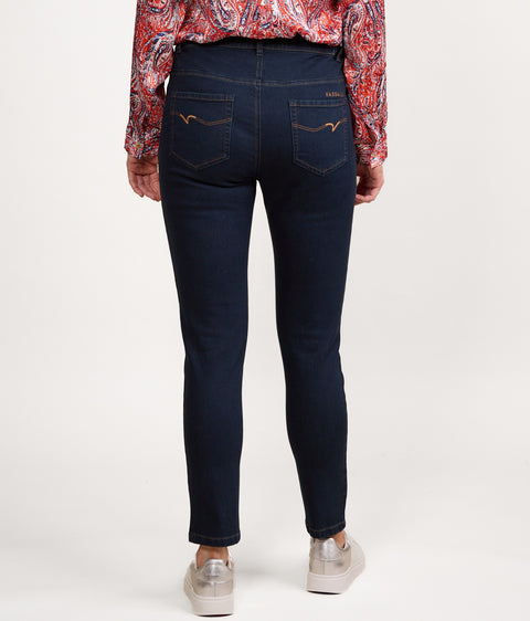 VASSALLI - Indigo Denim Skinny Ankle Grazer, Slim Hip & Thigh Jean with Side Elastic - 5009