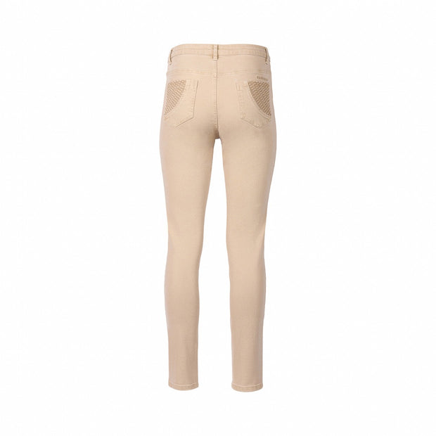 VASSALLI - Oat Denim Skinny Leg Full Length Basket Weave Pocket Jean - 5535