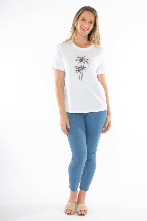 JUMP - White Beaded Palm Tee - 57612004A