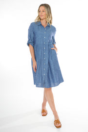 JUMP - Chambray Two Pocket Linen Dress - 576J5038A