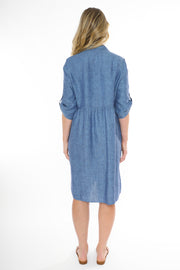 JUMP - Chambray Two Pocket Linen Dress - 576J5038A