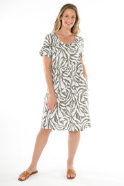 JUMP - White/Khaki Zebra Pattern Dress - 576J5141A