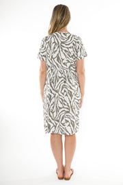 JUMP - White/Khaki Zebra Pattern Dress - 576J5141A