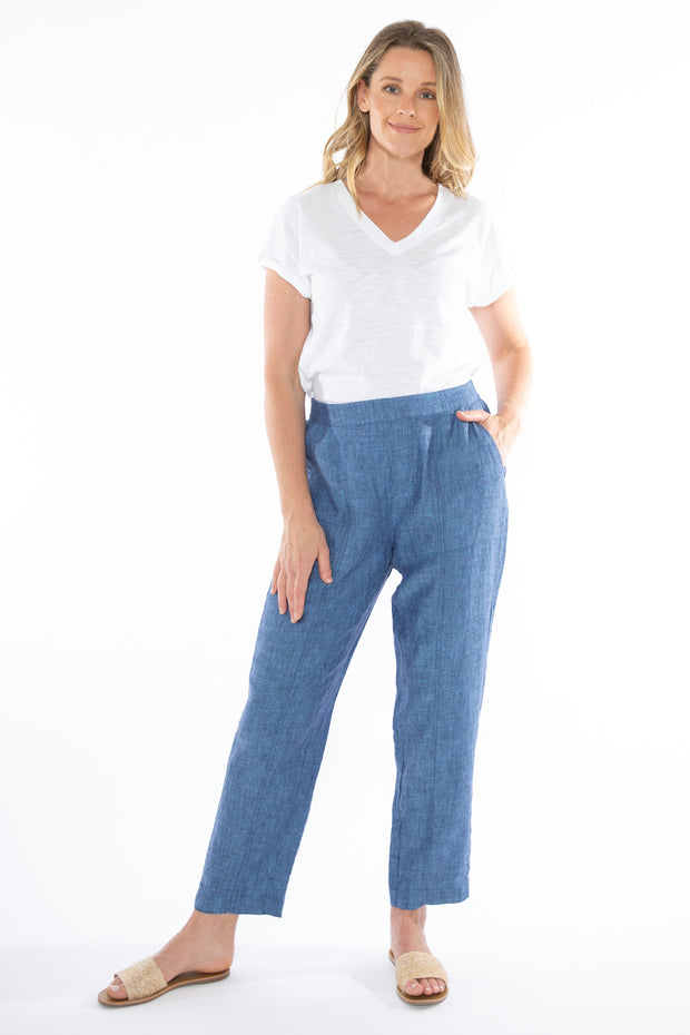 JUMP - Chambray 7/8 Linen Pant - 576J7077A