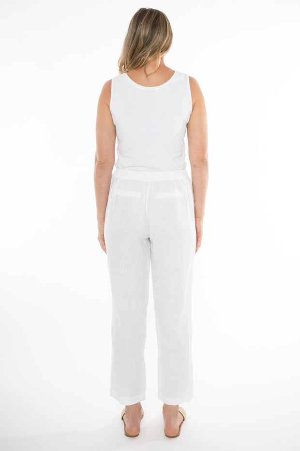 JUMP - White 7/8 Linen Pant - 576J7077A