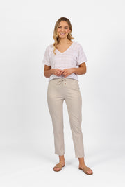 VASSALLI - Stone Ankle Grazer Slim Leg Elastic Waist Pant - 5791