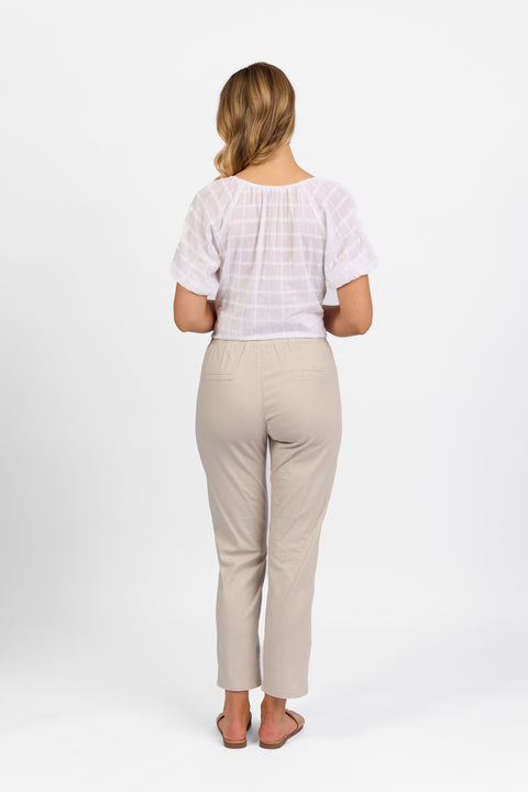 VASSALLI - Stone Ankle Grazer Slim Leg Elastic Waist Pant - 5791