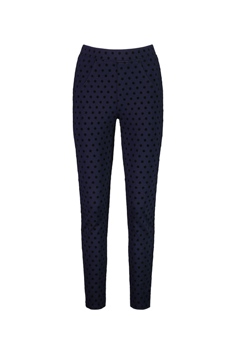 VASSALLI - Navy Skinny Leg Ankle Grazer Printed Ponti Pull On - 5903