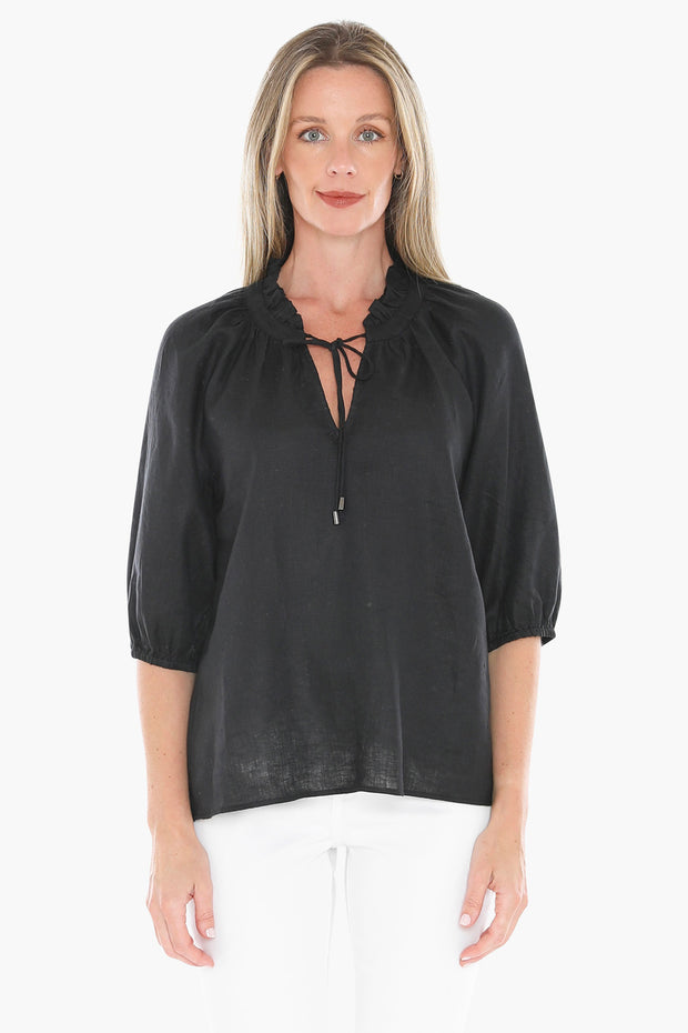 JUMP - Black Ruffle Neck Top - 596J3085A