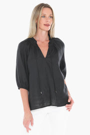JUMP - Black Ruffle Neck Top - 596J3085A