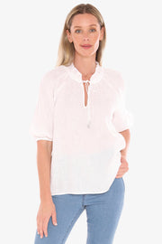 JUMP - White Ruffle Neck Top - 596J3085A