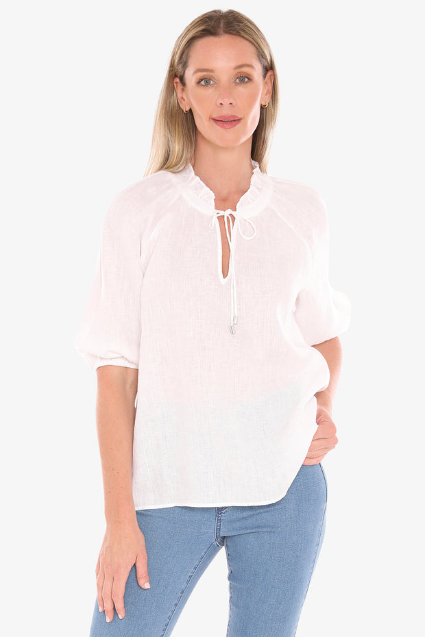 JUMP - White Ruffle Neck Top - 596J3085A
