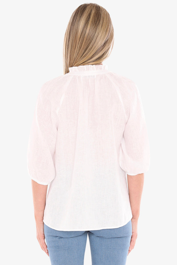 JUMP - White Ruffle Neck Top - 596J3085A