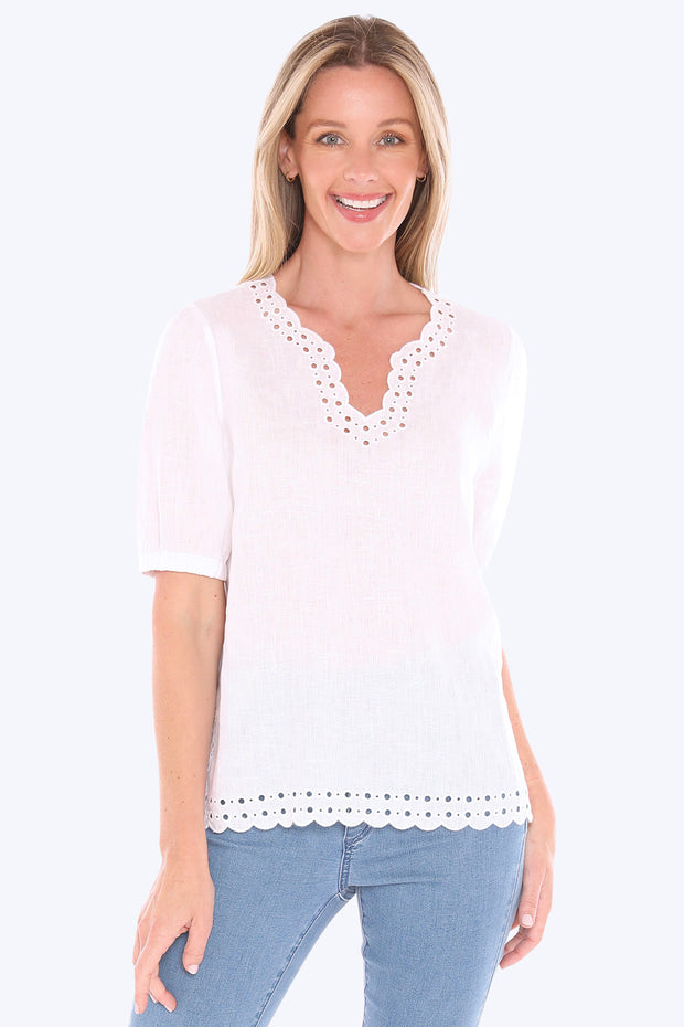 JUMP - White Eyelet Detail Top - 596J3086A
