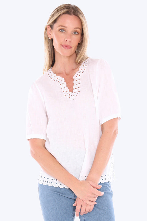 JUMP - White Eyelet Detail Top - 596J3086A