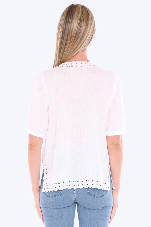 JUMP - White Eyelet Detail Top - 596J3086A