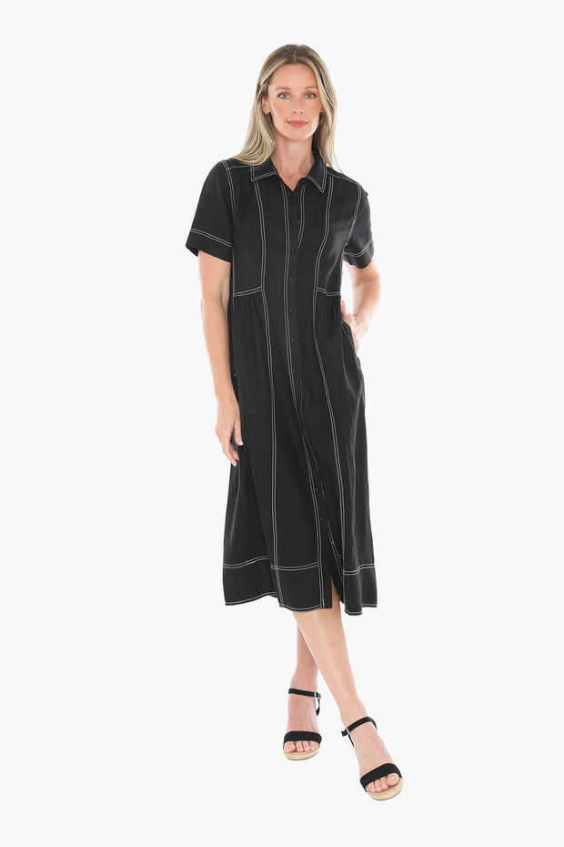 JUMP - Black Contrast Stitch Dress - 596J5100A